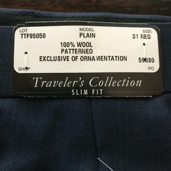 NWT Jos A Bank Navy Blue Traveler Pants Size 31 R